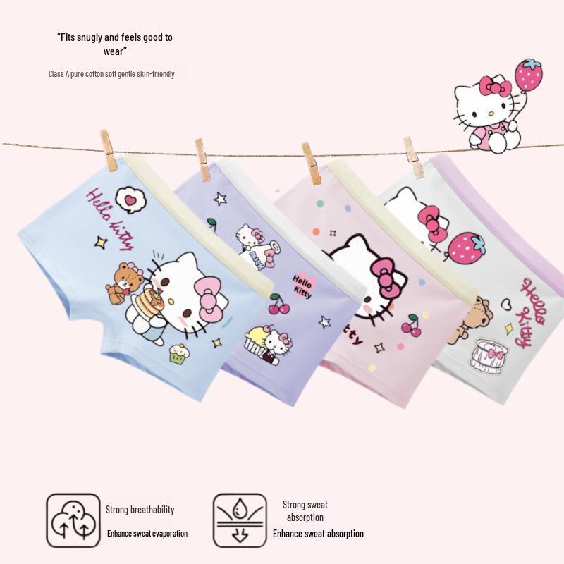 Дышащие хлопковые боксеры для девочек Hello Kitty - Антибактериальные, Не сползают XXXL 33-41kg