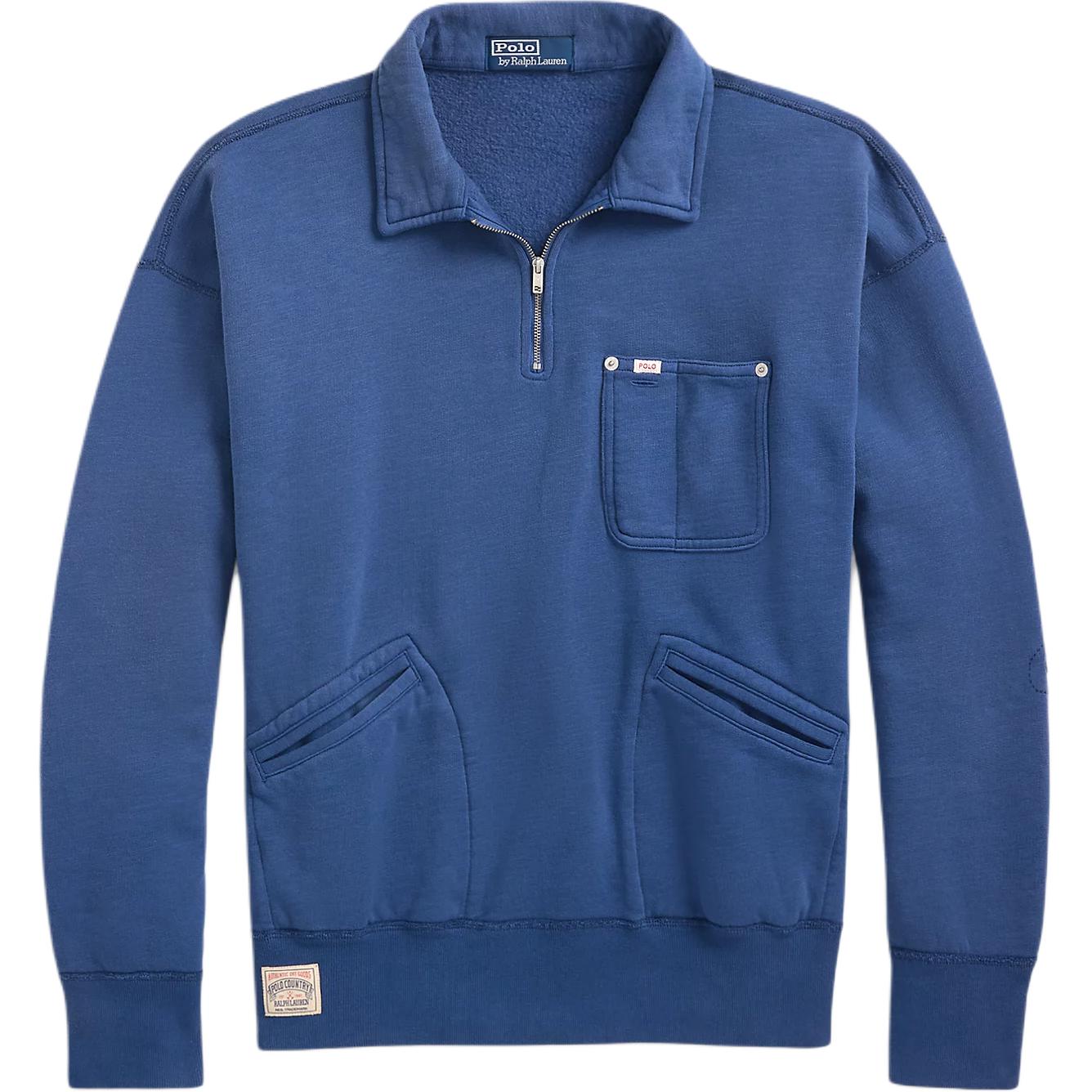 

Polo Ralph Lauren Однотонный свитшот с карманом и молнией под горло с длинным рукавом Мужской свитшот Синий 100047435 M