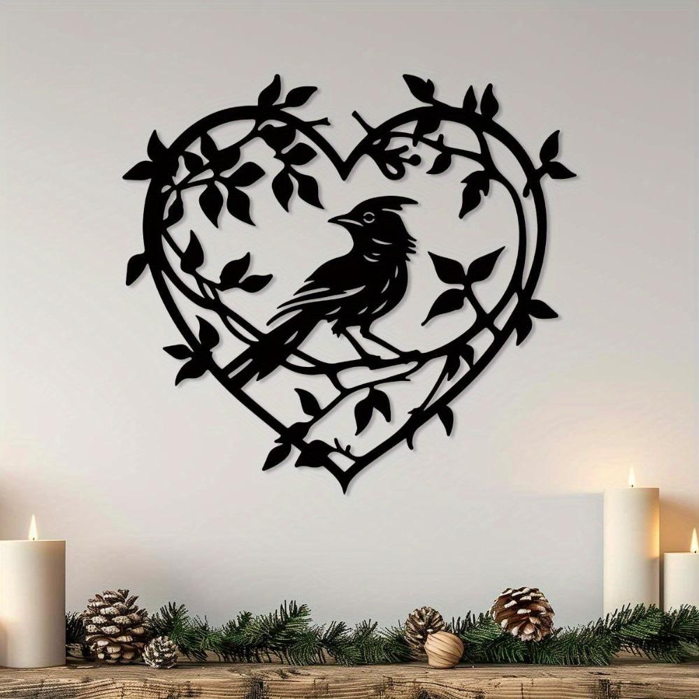 Wrought Iron Heart Cardinal Metal Wall Decor for Christmas Halloween Easter Valentine Thanksgiving