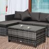 PE Rattan Garden Coffee Table, with Glass Table Top - Grey