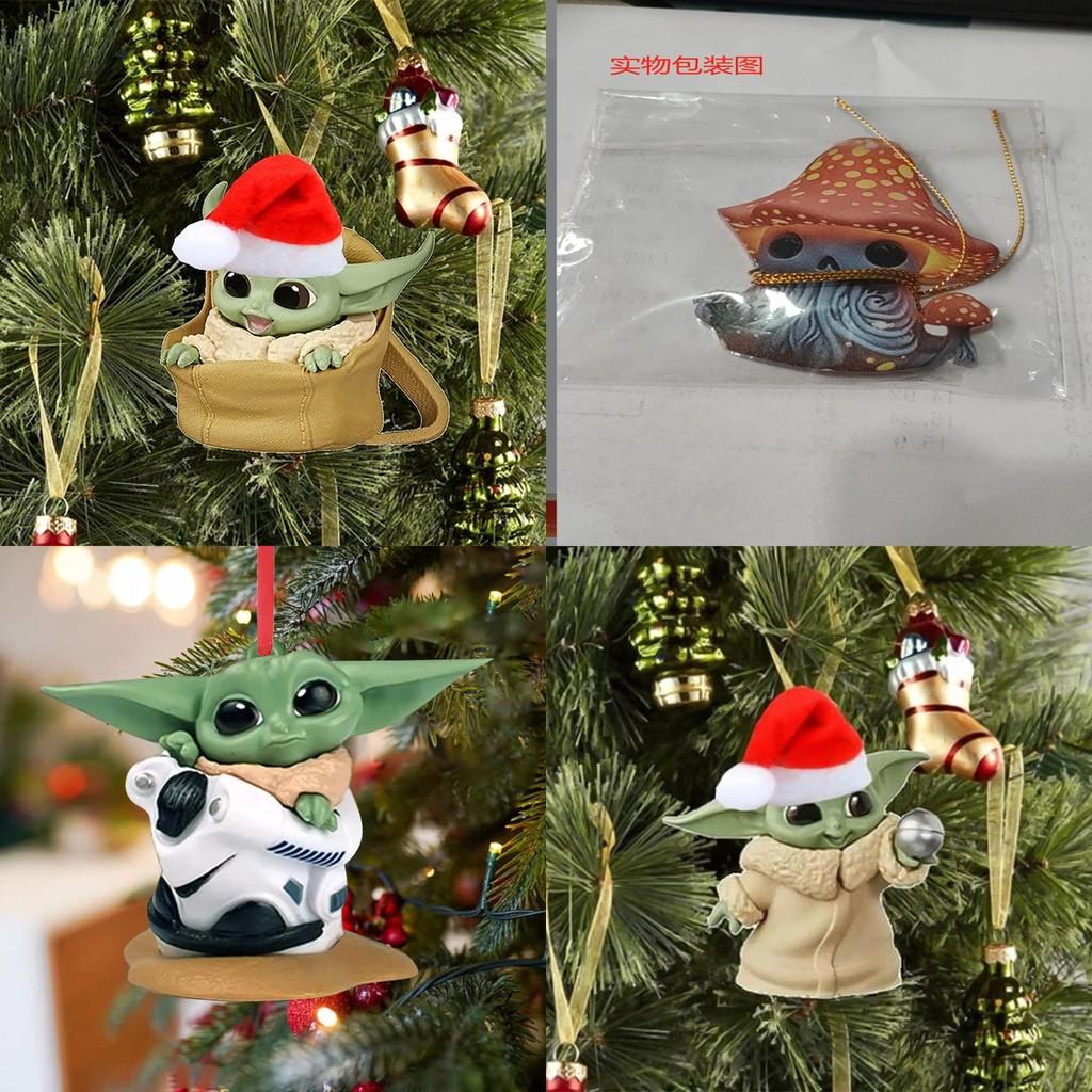 Charming Acrylic Baby Yoda Santa Claus Christmas Ornament For Festive Car Decor