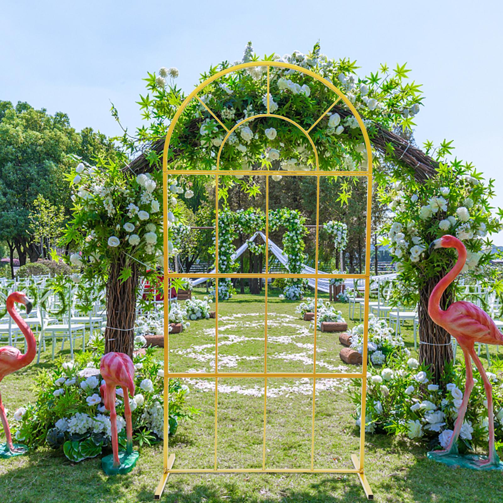

Металлическая арка Bymaocar 6,6×3,3 фута, Садовая беседка, Рама, Стойка для фона, Стойка для цветов из воздушных шаров для свадебной вечеринки, Устойчивая и прочная L золотой