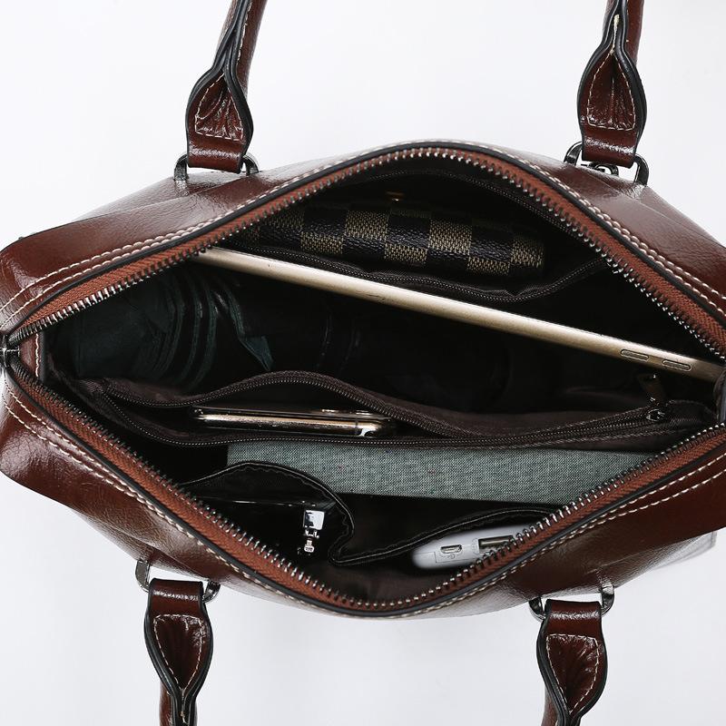 Women's Handbag Soft Leather Women's Bag Commuter Bag Large Capacity Tote Bag Can Be Worn Cross-body Retro Handbag