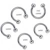 5-20pc 6-14mm Surgical Steel Horseshoe Nose Septum Ring Bar 3mm Ball Ear Lip Barbell Stud Piercing 16G