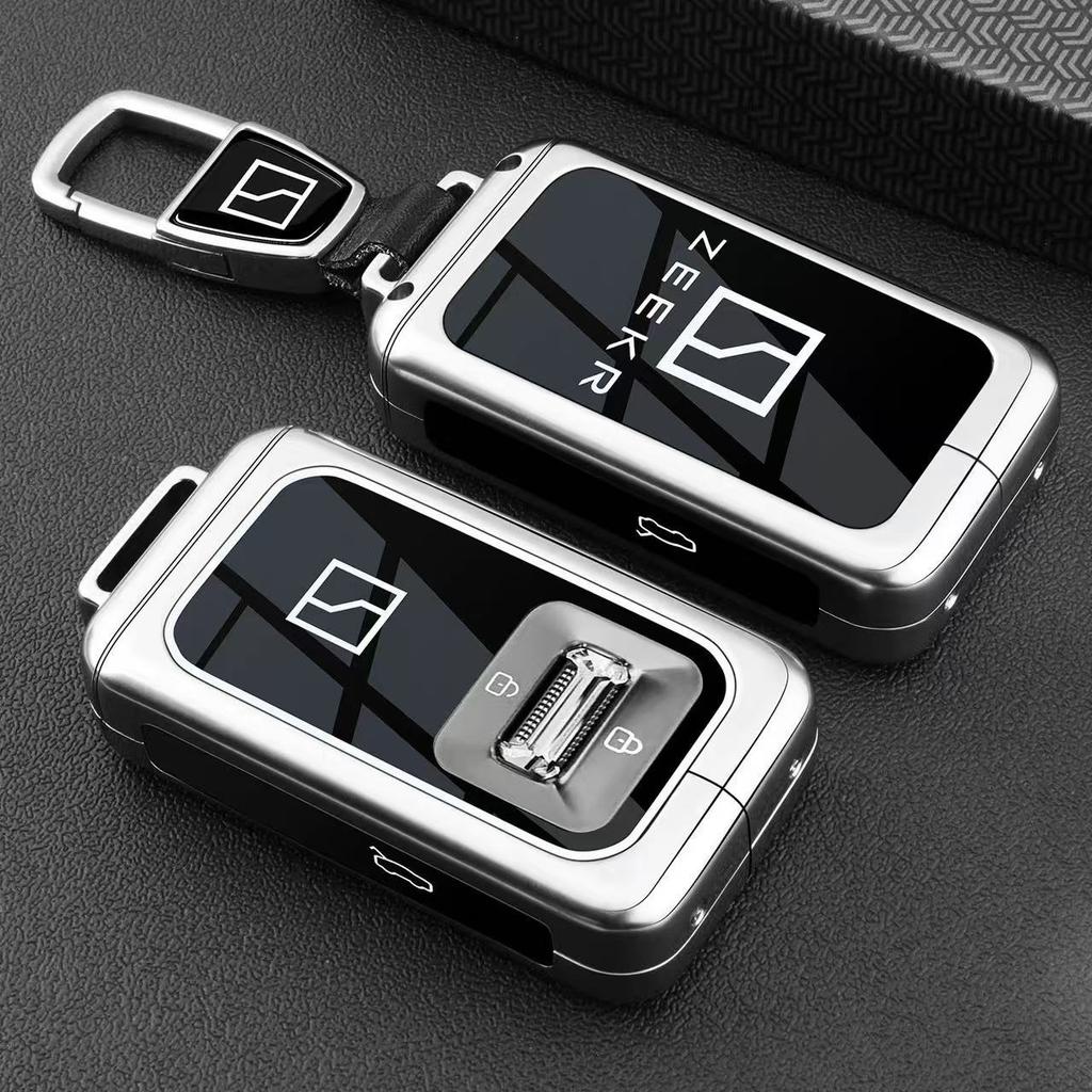 Car Accessories Zinc Alloy TPU Key Case Cover Holder Chain For ZEEKR Zeekr 9X 2024 2025 Fob Smart Remote Control Key Protection