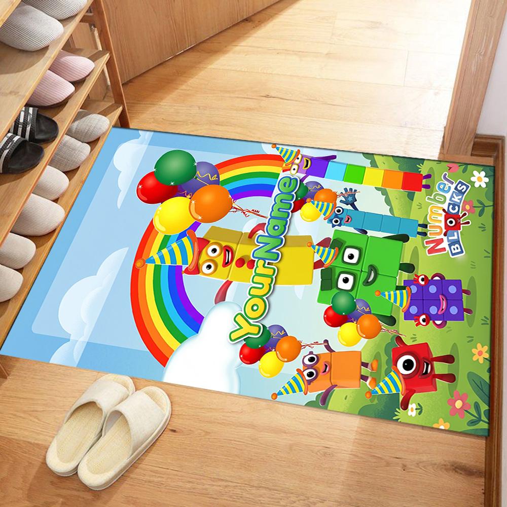 Tappeto Design Personalizzabile con Testo Numberblocks per Stanza del Dormitorio, Sale Giochi, Soggiorni, Balcone, Tappeto Antiscivolo, Ufficio, Arredamento Casa