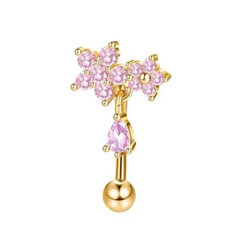 Bobisty Eyebrow Tragus Studs Stainless Steel Curved Barbell Dangle CZ Belly Lip Cartilage Daith Surface Piercing Jewelry