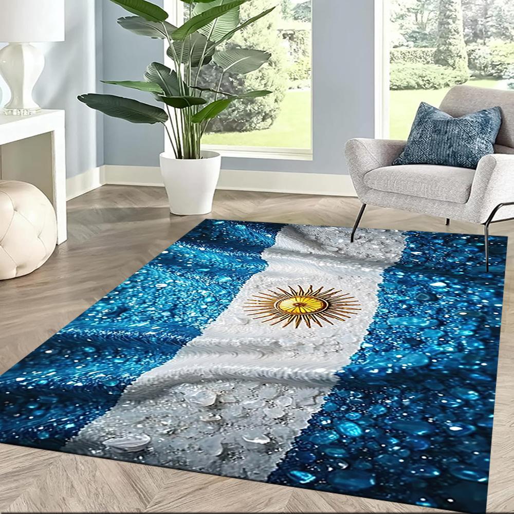 Argentina Sparkle Flag Square Rugs Are a Great Choice for Living Rooms, Bedrooms, Home Décor, and As Gifts.