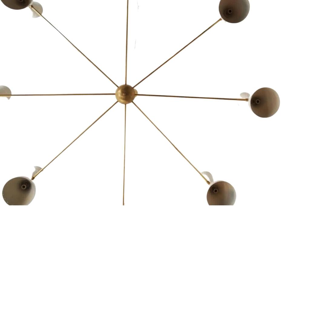 Beautiful Large Brass Chandelier Style of Stilnovo Italian Chandilier 1950s