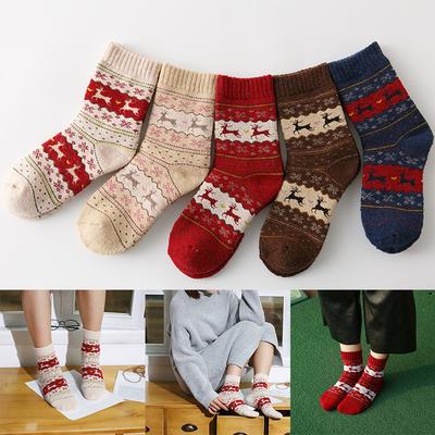 Damen Baumwolle Damen Socken Baumwollsocken Strick Socken Hirsch Winter Niedlich Bequem Wärmer Einheitsgröße