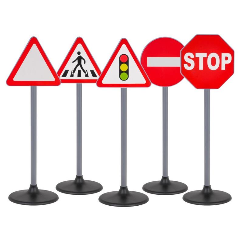 Conjunto de Placas de Trânsito de Chão 70cm para Aprendizagem e Brincadeira para Crianças Grande 5 Peças