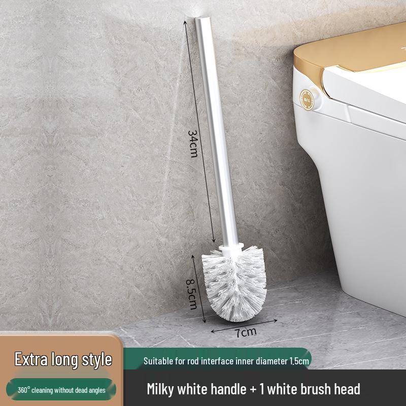 Wall-Mounted Soft Bristle Toilet Cleaning Set with Long Handle and Storage Rack