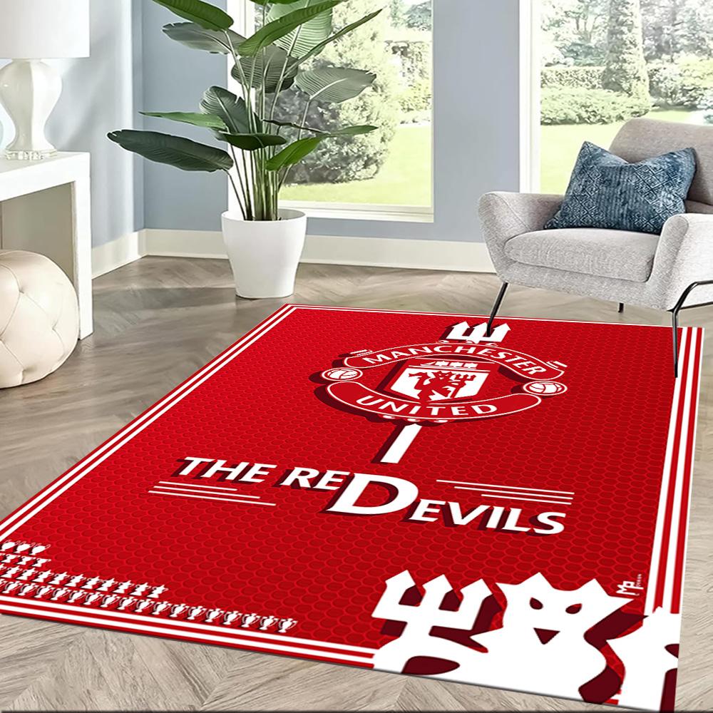 Manchester Logo Square rugs are a great choice for living rooms, bedrooms, home décor, and as gifts.