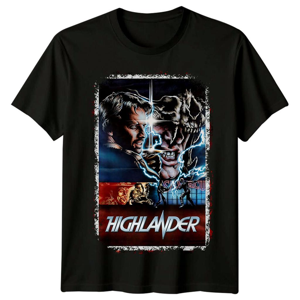 Highlander (1986) T-shirt 100% Cotone Ispirata ai Poster dei Film Magliette da Uomo Top Maglietta Retro Unisex