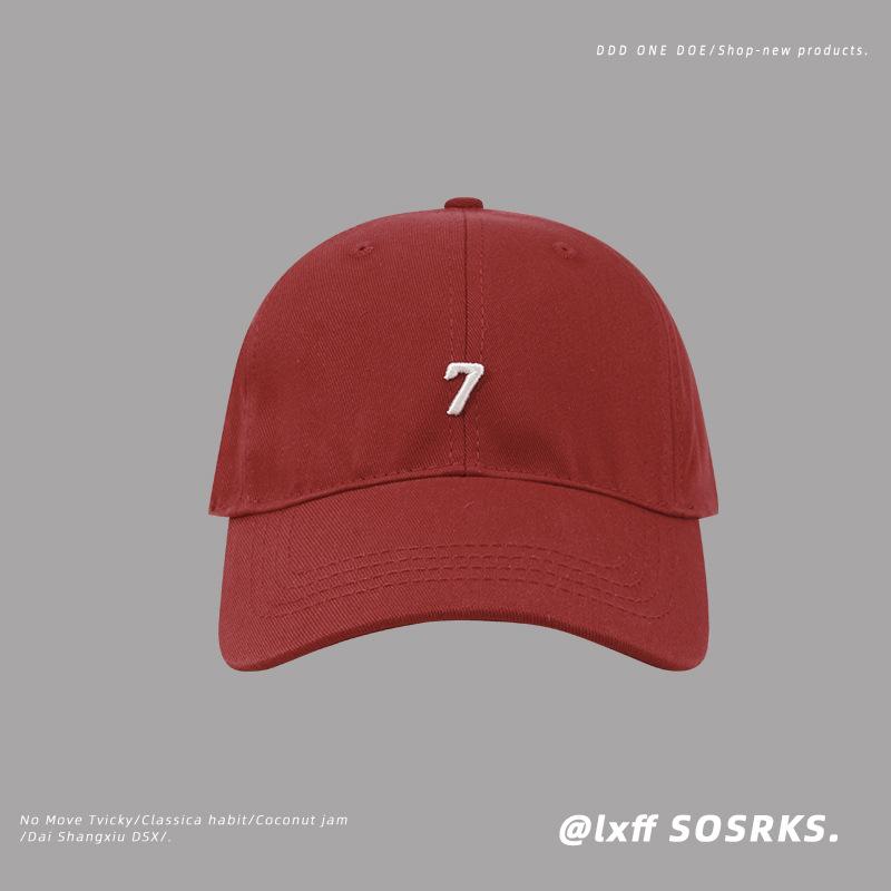 New Three Dimensional Embroidered Number 7 Baseball Hat for Women Showing Their Faces Elementary School Couples Versatile Baseball Cap