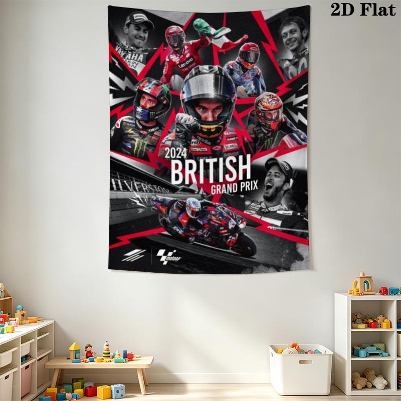 British Grand Prix MotoGP Racing Tapestry, Motorcycle Racer Wall Hanging, Wall Art Decor for Bedroom Living Room Fan Room