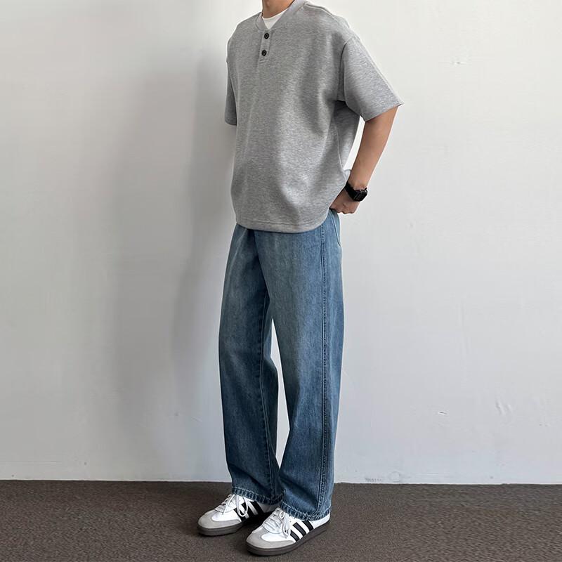 SWAMP AREA Men's American Retro Loose Straight Leg Jeans