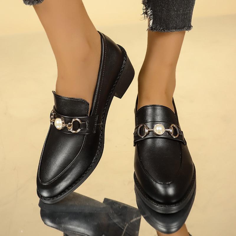 Große Größe Lässige Einzelne Schuhe Damen Frühling und Herbst Neue Plateau Metall Schnalle Loafer
