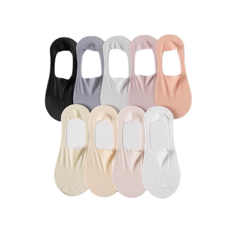Women's Non-Slip Ice Silk No-Show Boat Socks - Breathable, Antibacterial, Sweat-Absorbent, Odor-Resistant