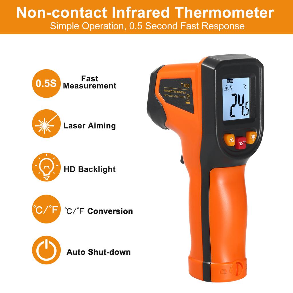 NJTY Infrared Thermometer Non Contact Digital Temperature Gun  50 degrees C 600 degrees C ( 58 degrees F 1112 degrees