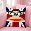 P-Paul Frank Pillow Cute Cartoon Cushion Cover Pillowcase Short Plush Invisible Zipper Room Sofa Cushion Cover