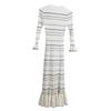 Zhuoya French Socialite V-Neck Stripe Ruffle Hem Elegant Long Dress for Women (2025)