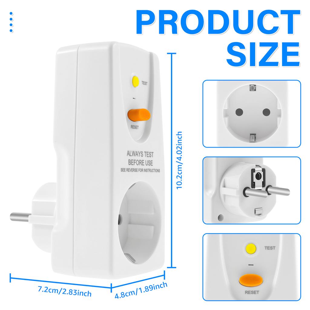 EU Gfci Leakproof Plug Circuit Breaker Personal Safety Protection Plug 16A Is Suitable for Household Equipment Tools Outdoor