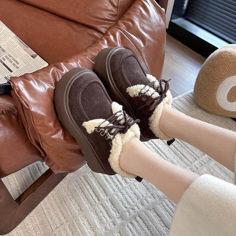 Herbst und Winter 2025 neue warme rutschfeste Schnür-Schneestiefel Damenmode vielseitige Samt-verdickte Schnee-Baumwollschuhe