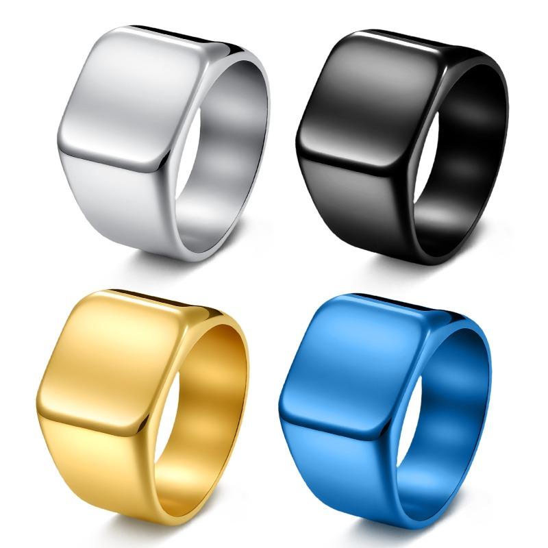 Titanium Steel Jewelry Minimalist Polished Square Men's Ring - Polished Titanium Steel Ring