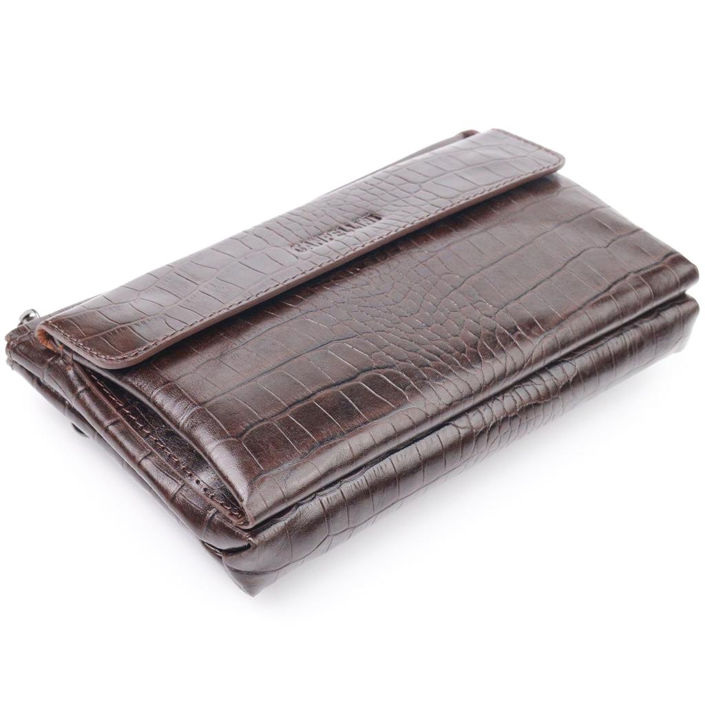 Fashionable Clutch for Men Made of Genuine Textured Leather CANPELLINI 21552 Brown