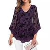 Women's Tops 3/4 Sleeve Blouses Dressy Casual Double Layers Mesh Tunic Shirts
