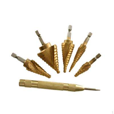 6x Titanium Coated Step Drill Bits Hole Cutter for Metalworking Aluminium