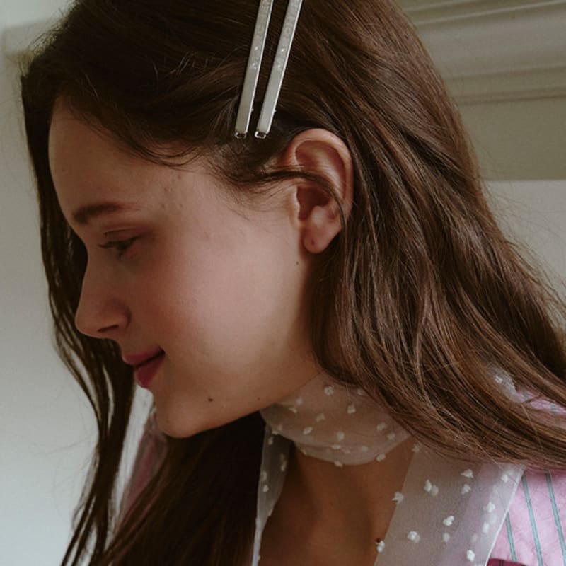 

Marchen [2pcs] Twin logo clip hair pin silver