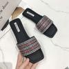 luxury designer shiny crystal slippers women flat heel outdoor slides summer shoes bling sandalias open toe glitter flip flops