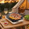 Family Size Outdoor Cooking Pan Electric Smokeless Grill, Nonstick Griddle, Korean BBQ Meat Roaster Cassette Stove Compatible with Handle, Round