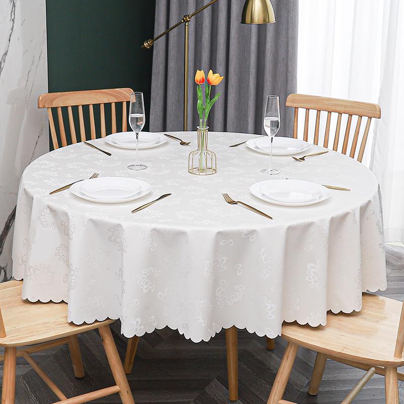 European Style PU Thickened Waterproof Coffee Table Cloth Oil-proof Washless Round Tablecloth Table Decor