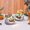 LED Light Christmas Village Scene with Santa/Tree Musical Lighted Christmas Collection Figurines for Home Decors