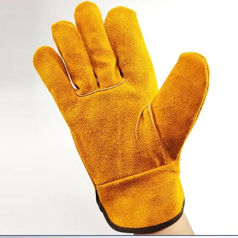 1 pair Men Work Gloves Soft Cowhide Driver Hunting Driving Farm Garden Welding Security Protection Safety Mechanic Glove