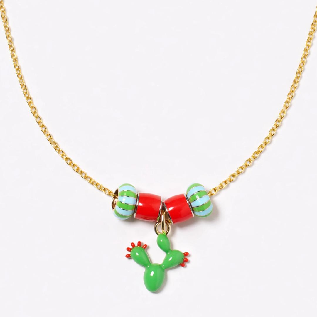 

Seaside Dopamine Beaded Necklace Overseas Rainbow Three-Dimensional Sun Pendant Necklace Gift