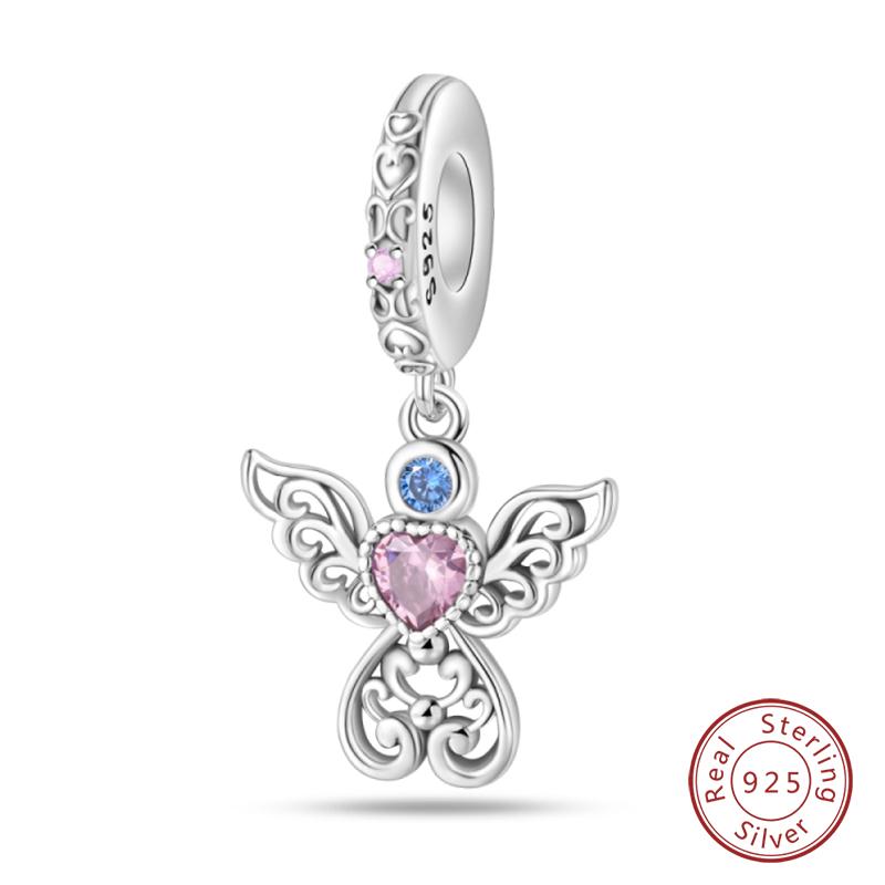 Copper Classic Pink Lotus Angel Butterfly Charm Bead Fits Genuine Bracelet Lucky DoItYourself Jewellery Gift Beautiful Exquisite