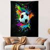 "Colorful Soccer Ball Splash Art" Patterned Tapestry Home Decor, Suitable for Bedroom and Living Room, Gift