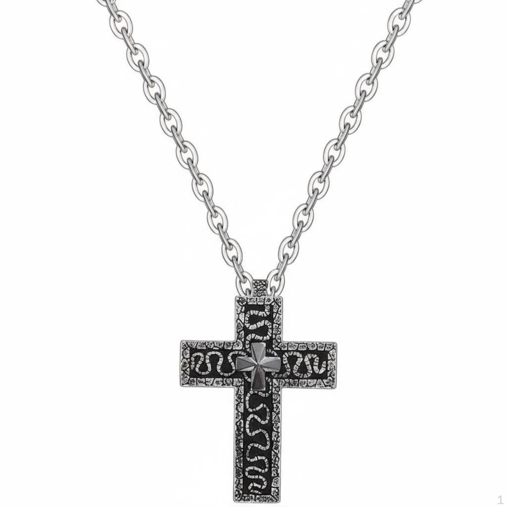 Vintage Cross Pendant Intricate Pattern OldWorld Elegance Necklace Engraved Details