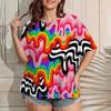 Funny Graffiti Printed 3D Printed Women's Trendy Round Neck Short Sleeved T-shirt