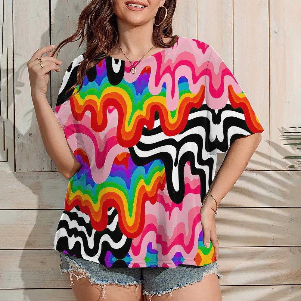 Funny Graffiti Printed 3D Printed Women's Trendy Round Neck Short Sleeved T-shirt