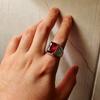 Retro Red Crystal Ring For Men Zinc Alloy Color Punk Gothic Rock Hiphop Ring Biker Accessories Handmade Designer Zircon Lovers Gift