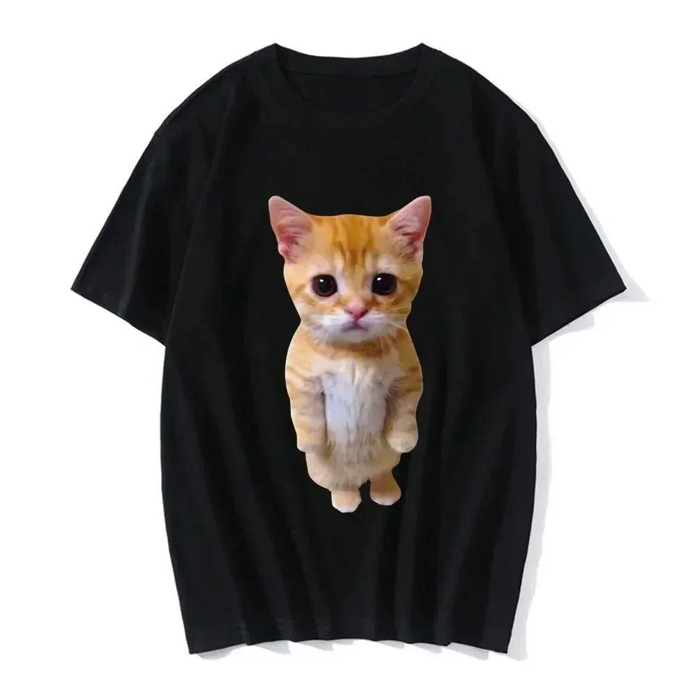 Funny Cat Print Women Casual Oversized T-Shirt Men Women Men Harajuku T Shirts Girl Boy Casual Fashion Clothes L