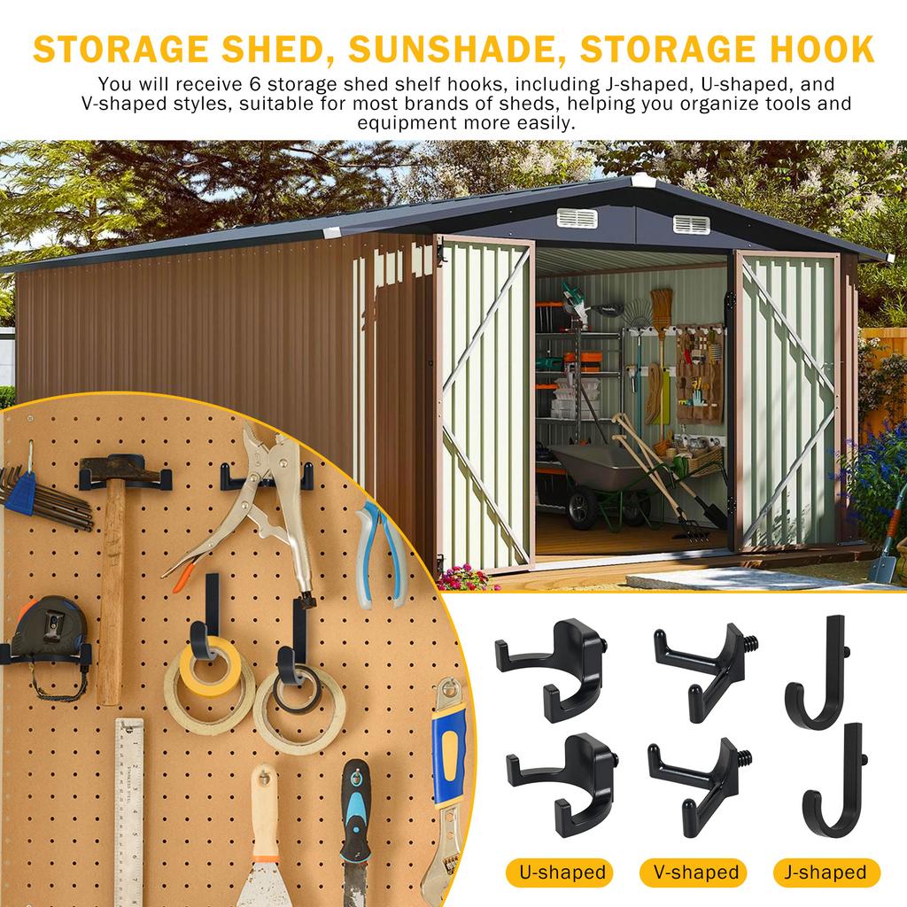 6Pcs Garage Storage Hooks Tool Hanger ABS Storage Shed Tool Hooks for Home Storage