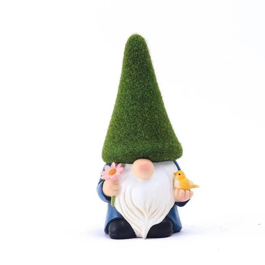 

1 Pcs Dwarf Resin Ornaments Faceless Cute Dwarf Statue Home Garden Courtyard Elf Sculpture New Green Hat Old Man Wholesale синий