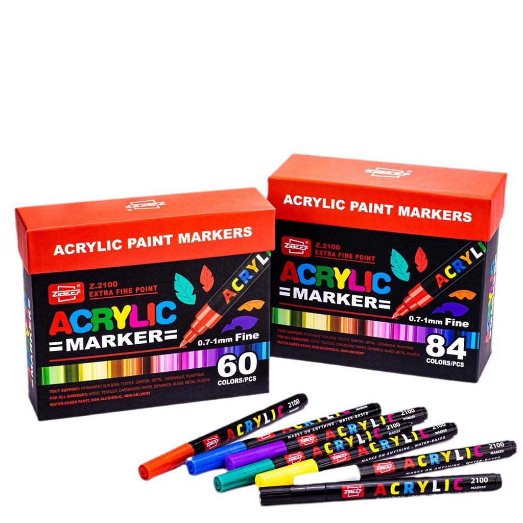 Guangna 2100 Fine Tip Acrylic Marker Set - 120/240 Colors, Press-Type, Water-Based for Students