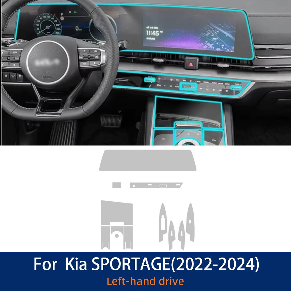 Car Interior TPU Protector Anti-scratch Film For Kia Sportage -24 Auto Protective Transparent Anti-tear Stickers Accessories LHD